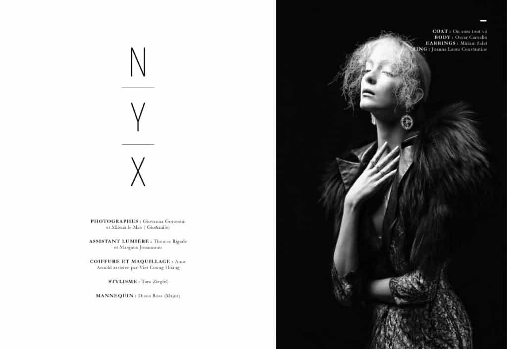 Revista Editorial N.Y.X. de Giovanna Gorassin, estilo Tara Ziegfel para la Brigada Mondaine de París