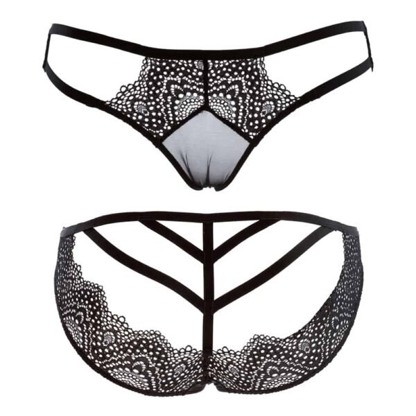 Open briefs made of elastic and black lace from the Nommee Désir range by Atelier Amour at Brigade Mondaine