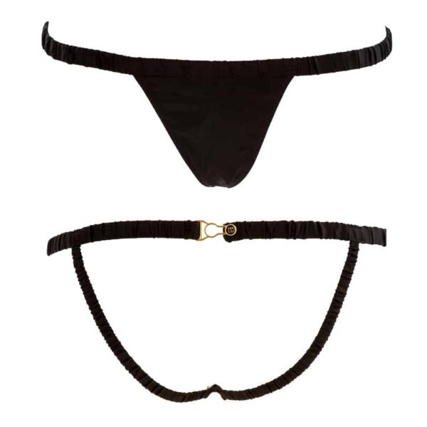 Black open briefs in black elastic from the Please Me range by Atelier Amour at Brigade Mondaine