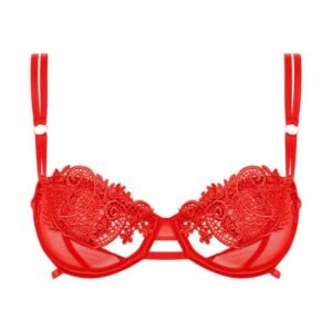 Red Julienne Bra with tulle and lace by Bluebella