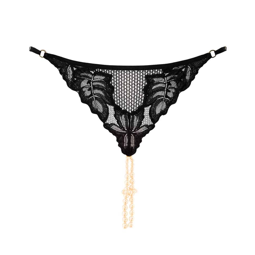 G-string with stimulating lace beads and black fishnet BRACLI at Brigade Mondaine