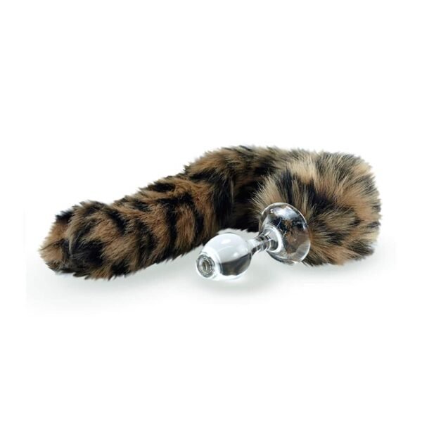 Leopard Bud tail plug with detachable magnetic base by Crystal Delights at Brigade Mondaine
