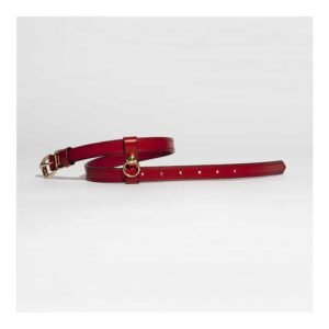 Красный кожаный браслет или чокерное ожерелье с тонким эффектом пояса и золотой клипс DOMESTIQUE chez Brigade Mondaine