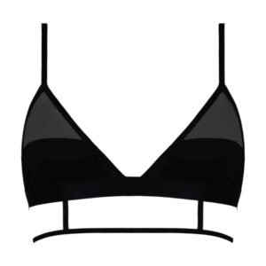 Elena triangle bra in microfiber and transparency, with geometric elastics on the bust, black, by OW INTIMATES at Brigade Mondaine