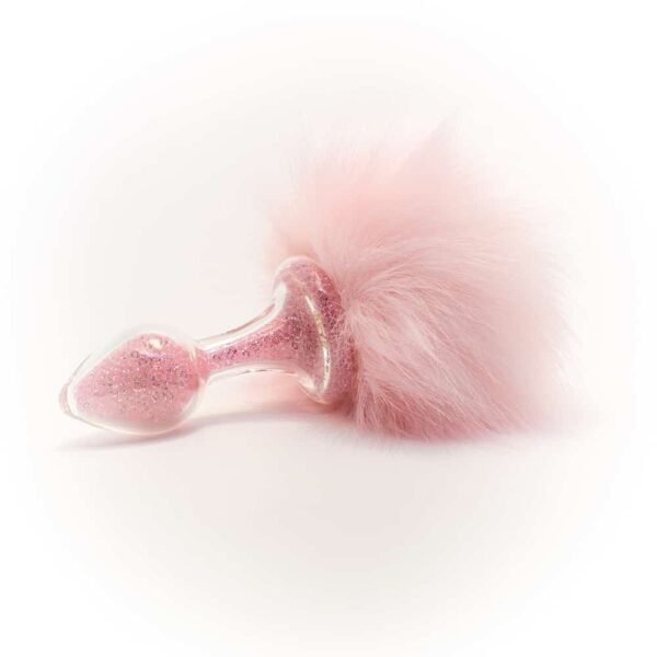 Removable pink rabbit anal plug Glitter in Borosilicate glass CRYSTAL DELIGHTS at Brigade Mondaine