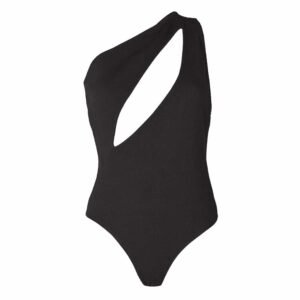Black NADINE bodysuit with oval opening at the chest, sleeveless by OW INTIMATES at BRIGADE MONDAINE