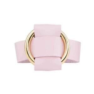 ANNA BRACELET in pale pink Nappa leather with a large gold metal ring by MIA ATELIER at BRIGADE MONDAINE