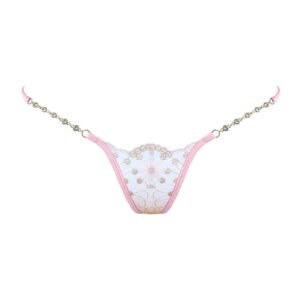 Mini G-string Bijou, white with pink color details