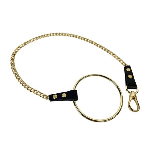 Gold chain leash with snap hook and ring at the end, gold finish, by ELF Zhou London