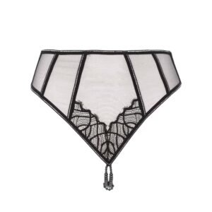 Manhattan collection by Bracli. Manhattan high waist panties G Point black transparent and with lace. It has black beads at the thong part.