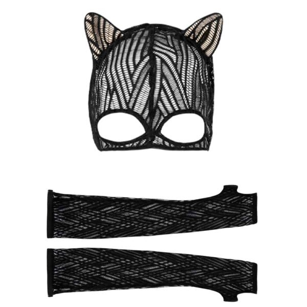 Conjunto de máscara Onde Sensuelle y guante de gato de Atelier Amour disponible en Brigade Mondaine.