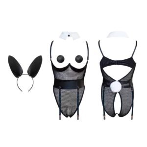 Bunny Girl costume noir et blanc de la marque Upko disponible chez Brigade Mondaine.