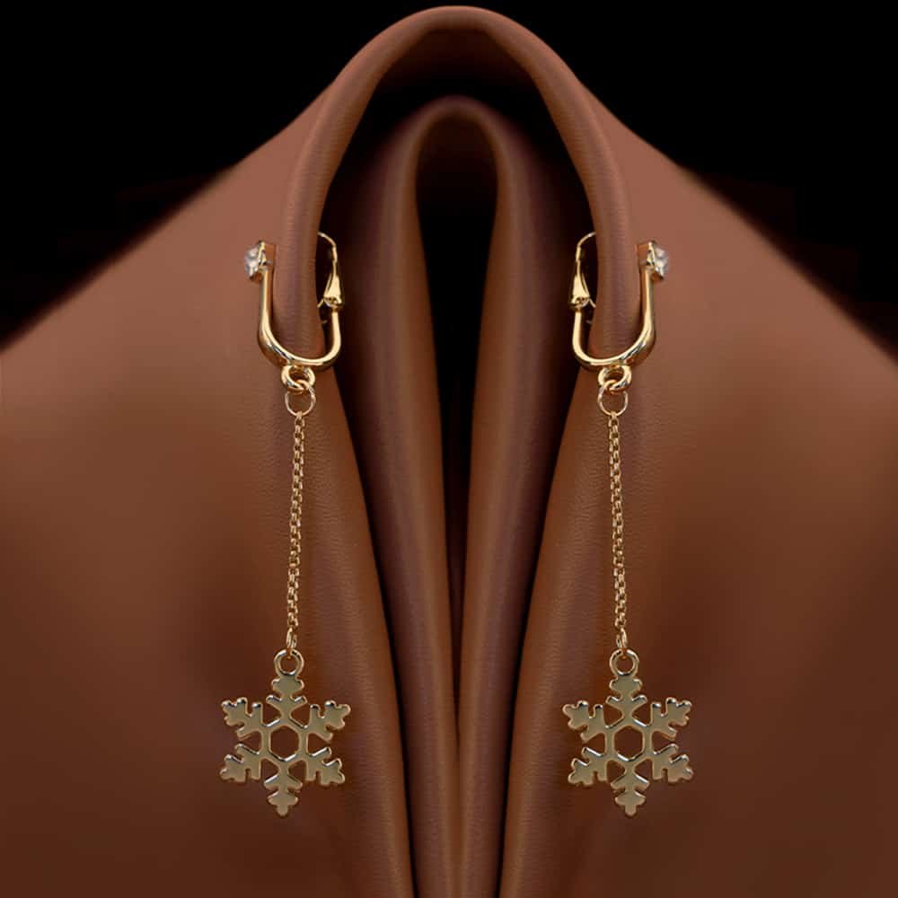 Intimate jewelry snowflakes without piercing gold brand Upko available at Brigade Mondaine.