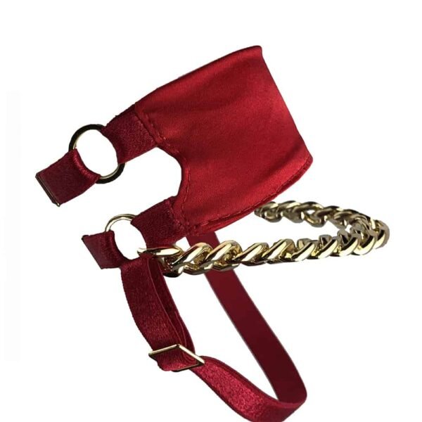 Ankle chain of the brand ELF ZHOU of red color, this accessory made of satin and 24 carat gold is a perfect accessory to add sensuality to his outfit.